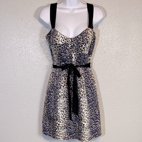 Guess Leopard Print Mini Dress with Black Accents - Picture 1 of 8